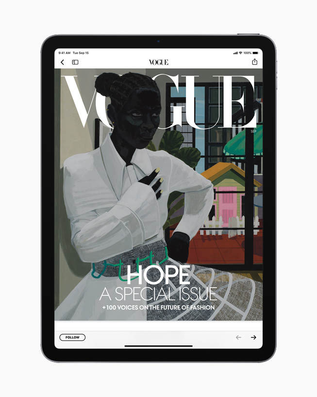Vogue’un bir sayısını gösteren iPad ekranı.