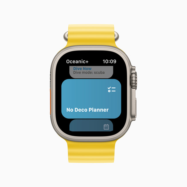 Oceanic+에서 다이버의 무감압한계시간(NDL)을 보여주는 Apple Watch Ultra.