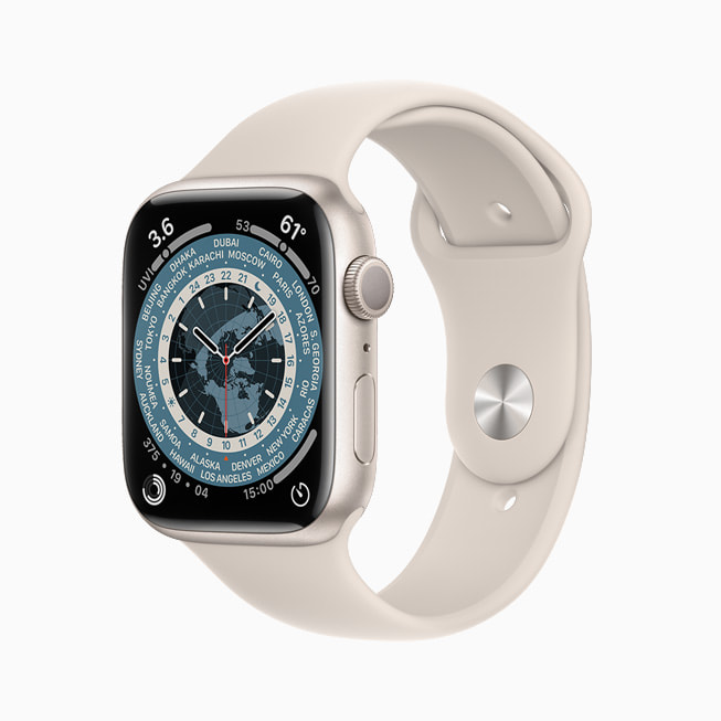 세계 시간 페이스를 설정한 Apple Watch Series 7.