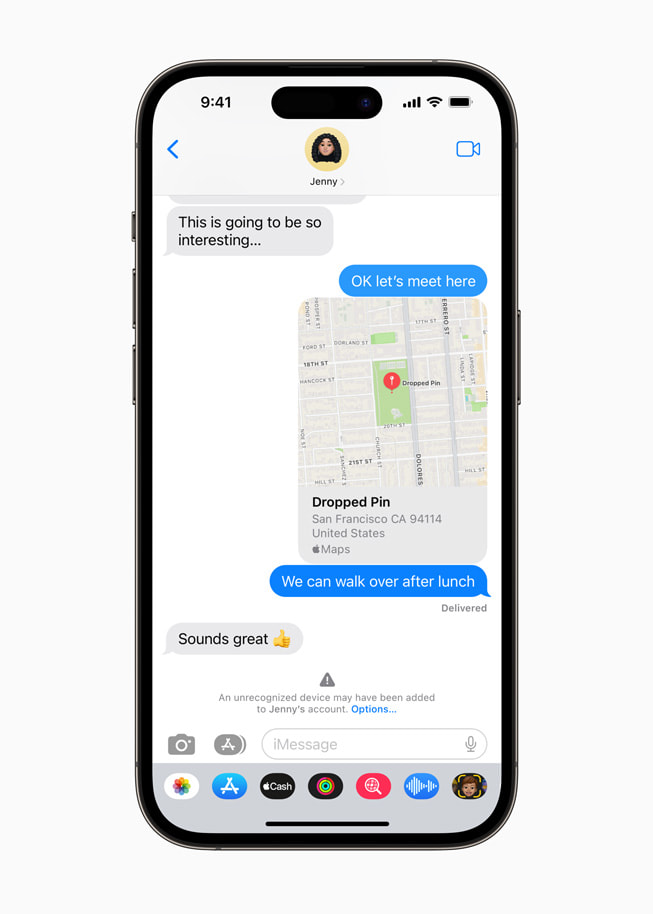 iPhone 14 Pro’da iMessage Kişi Anahtarı Doğrulama özelliği gösteriliyor.