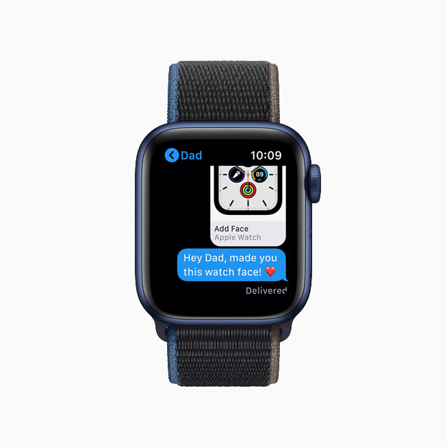 Deling av urskive vist på Apple Watch Series 6. 
